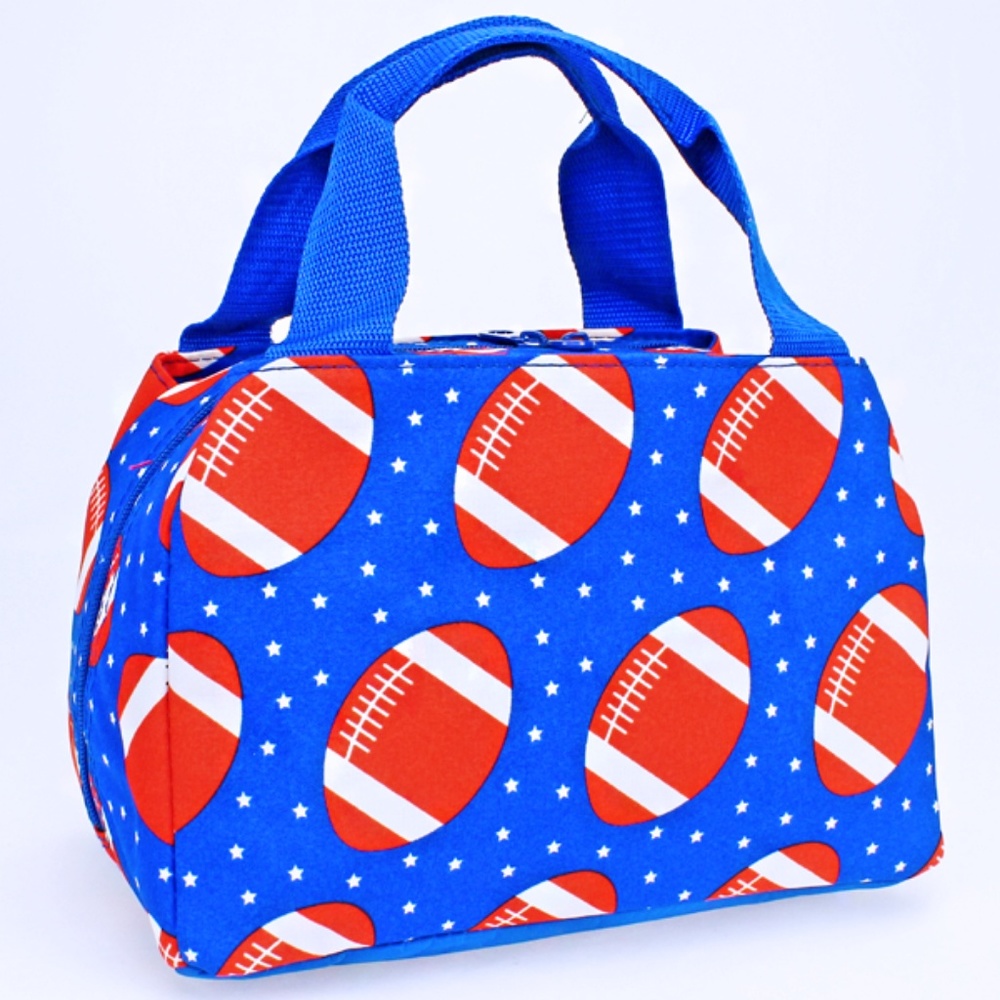 Football Print Insulated Lunch Box Tote Bag